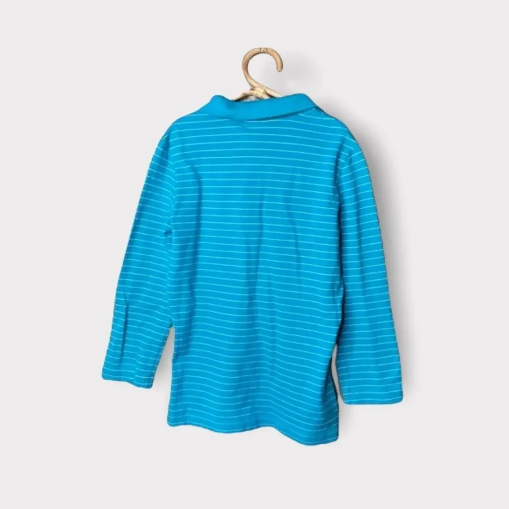 SOLD Lacoste polo shirt long sleeve collared golf top turquoise blue 10 - Picture 3 of 13